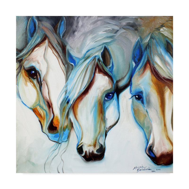 Marcia Baldwin 18'' Square Multicolor Equine Abstract Canvas Art