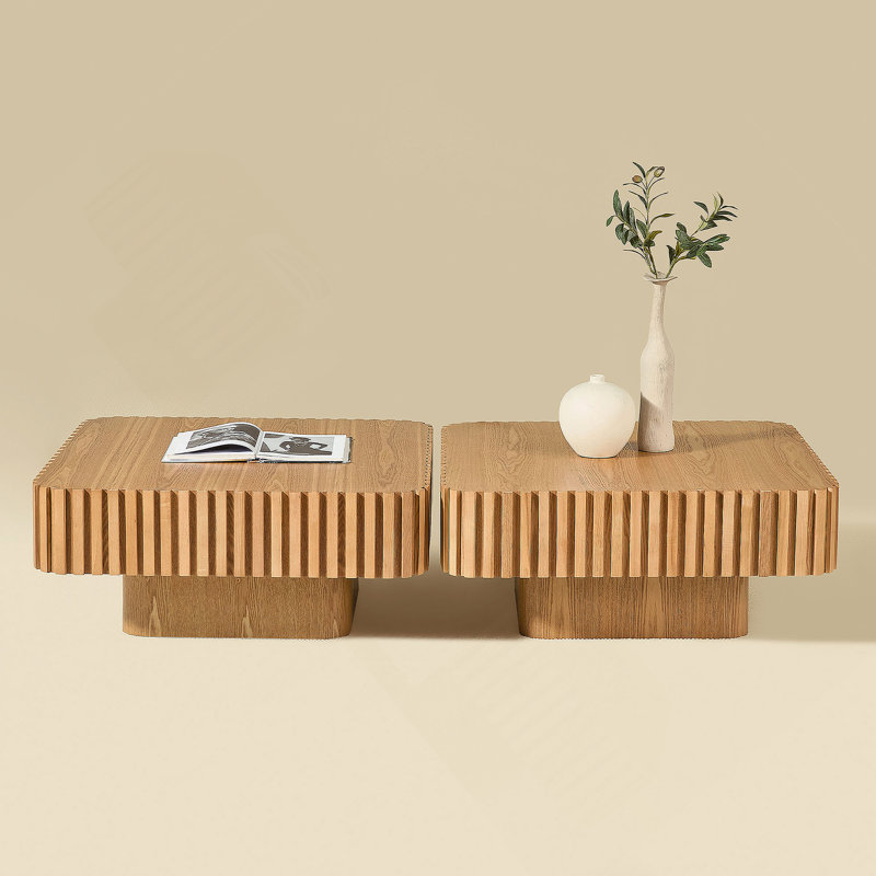 Ensemble de 2 pièces de table basse carrée 31,5 pouces Handcraft