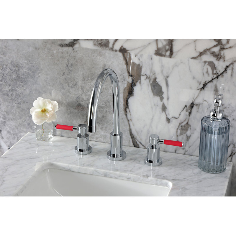 Kingston Brass KS8921DKL 8 In. Widespread Bathroom Faucet With Brass Pop-Up, Polished Chrome