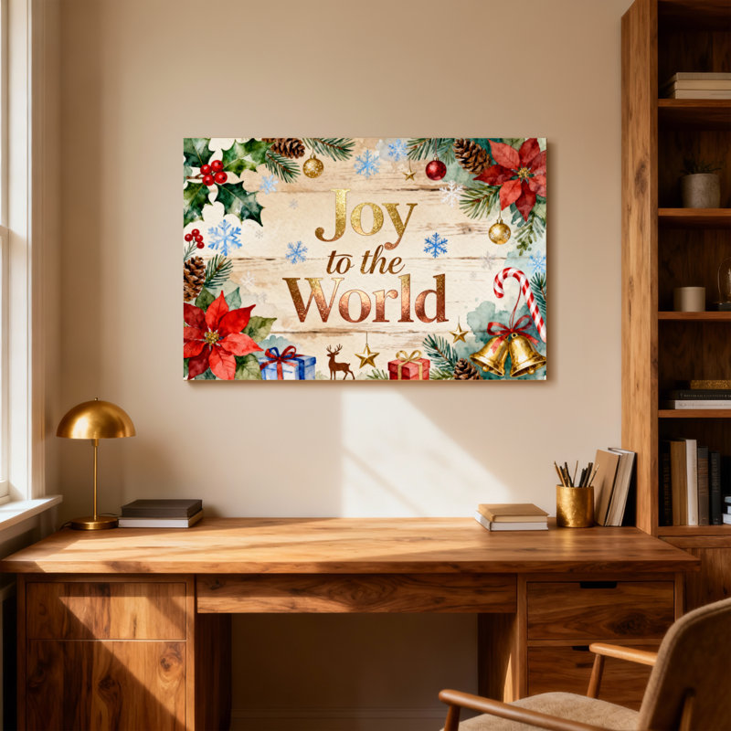 Christmas Joy To The World Christmas Pattern, 28" H x 40" W