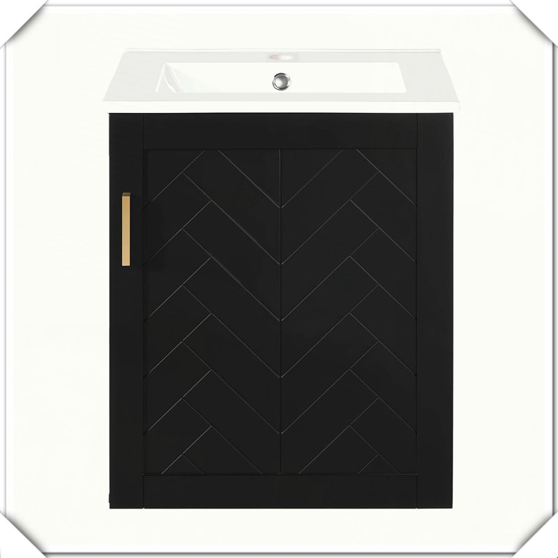 Meuble-lavabo mural moderne avec évier et porte à fermeture en douceur, Blanc