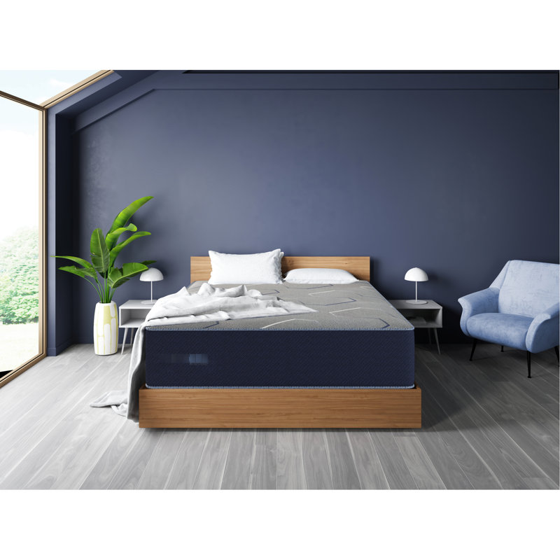 Grand matelas avec fonctionnalité de refroidissement Gen Ii et double, mousse bleu marine, 80 pouces de long, 60 de large, 12 haut, 96 livres, unité à ressorts enveloppés individuellement pour un sommeil paisible et une qualité à long terme