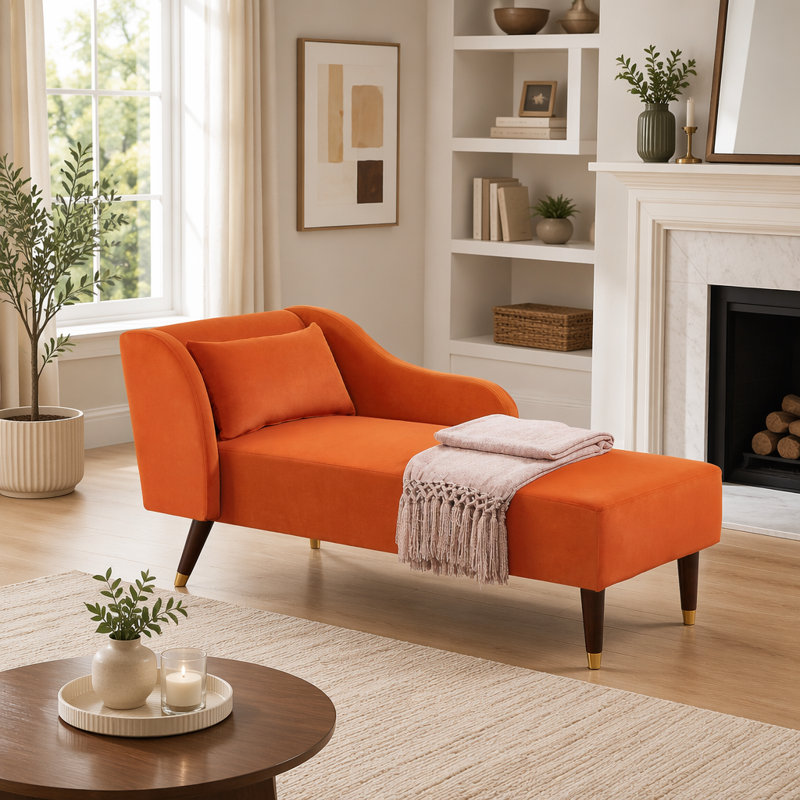 Chaise longue moderne avec revêtement en velours et confort luxueux, parfaite pour une décoration intérieure élégante