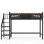 Lit mezzanine simple en métal noir avec escalier de rangement et tablettes, structure de lit mezzanine avec bibliothèque-847370107