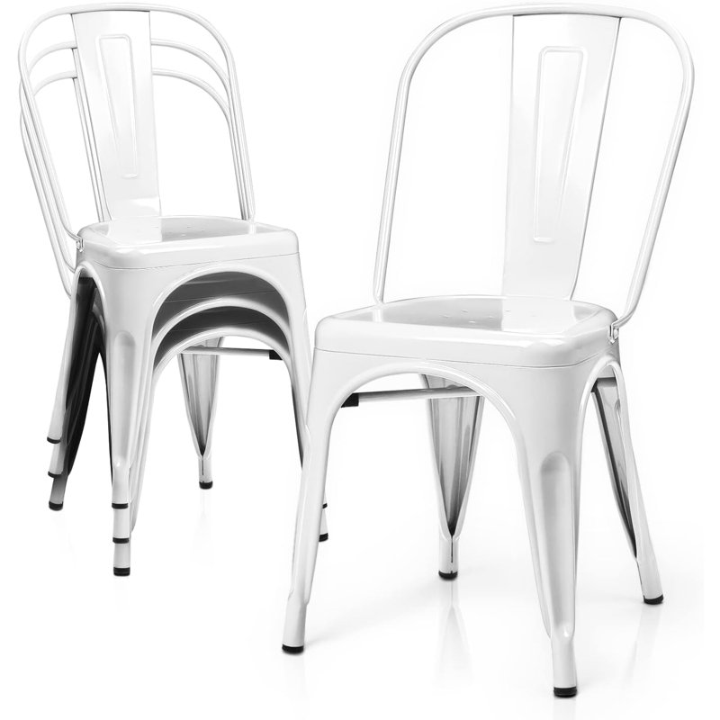 Armless Chair (Powder Coated), White