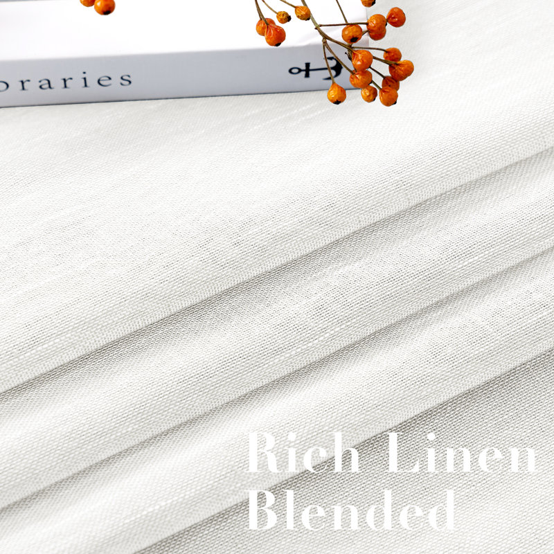 Linen Blended Textured Semi-Sheer Grommet Curtains - 37"/52" Widths Semi-Private & Light-Filtering Linen-Style Panels for Bedroom 