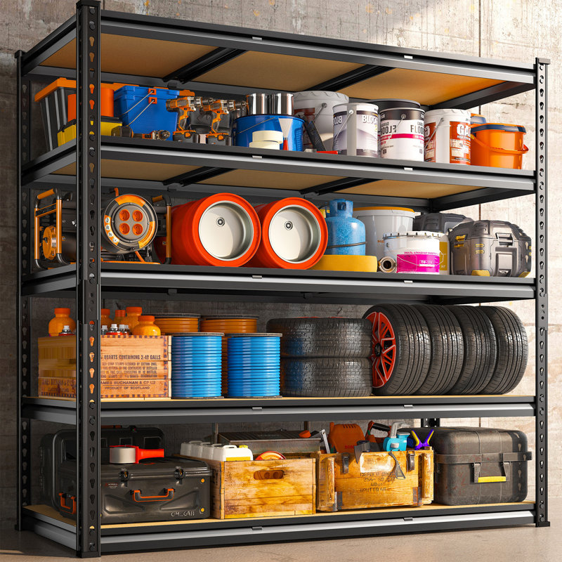 Étagères de rangement l 48 po Alue, tablettes de garage robustes, tablettes en métal réglables pour tablettes de garage, étagères industrielles robustes