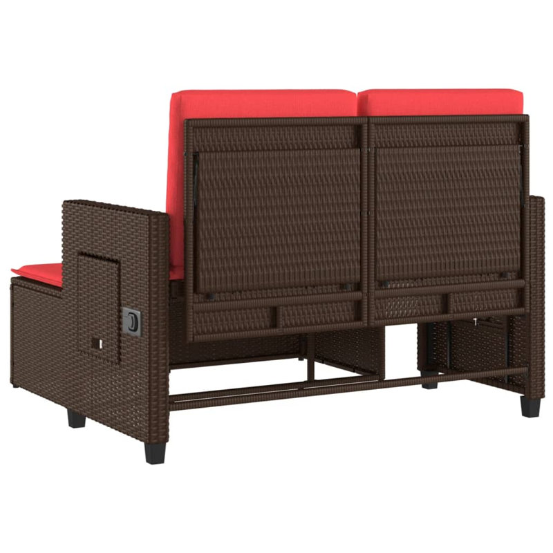 Banc de patio inclinable avec coussins vidaXL, Rouge / brun