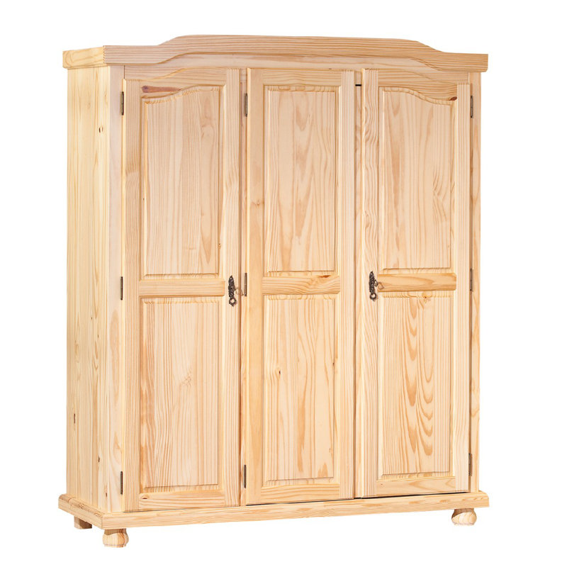 Gordan 3 Door Solid Wood Wardrobe, Brown