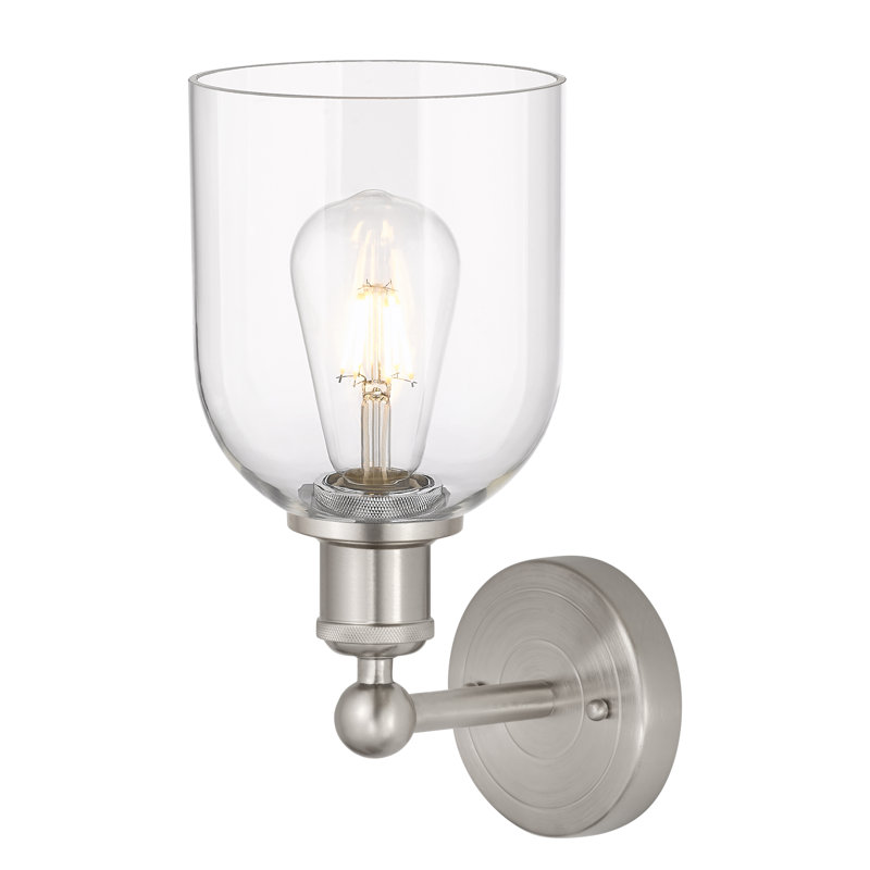 Allysson Steel Armed Sconce, Satin Nickel, Clear