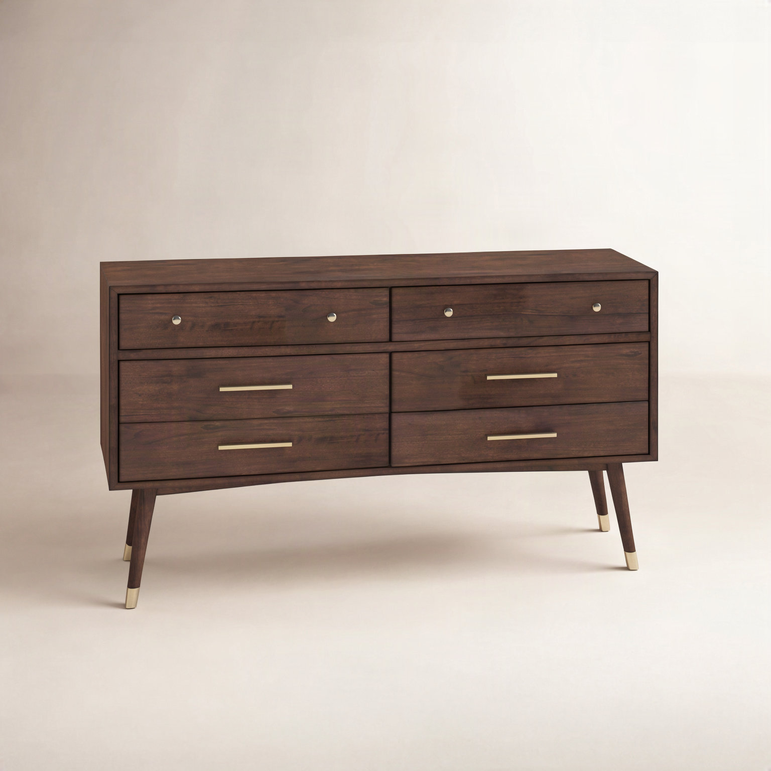 Samuel 56 " Double Dresser, Walnut/Brass