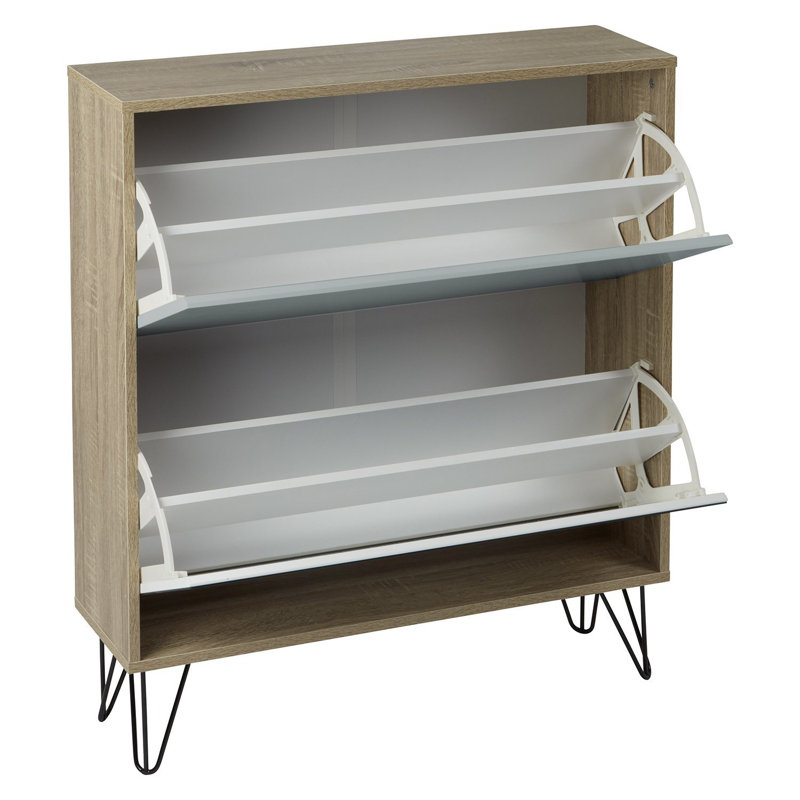 Azeil Flip Down Shoe Storage, Beige/Grey, 2 Shelves