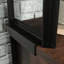 Brun industriel pour les salles de pause de bureau, porte de style barrister contenant des livres et des magazines, 2 tablettes horizontales réglables, cadre en métal thermolaqué, panneau arrière fermé, réglages en bois d'ingénierie,