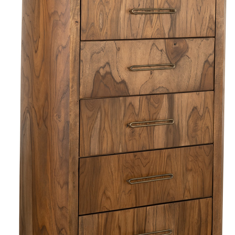 Commode haute 5 tiroirs Eray , Almond Brown