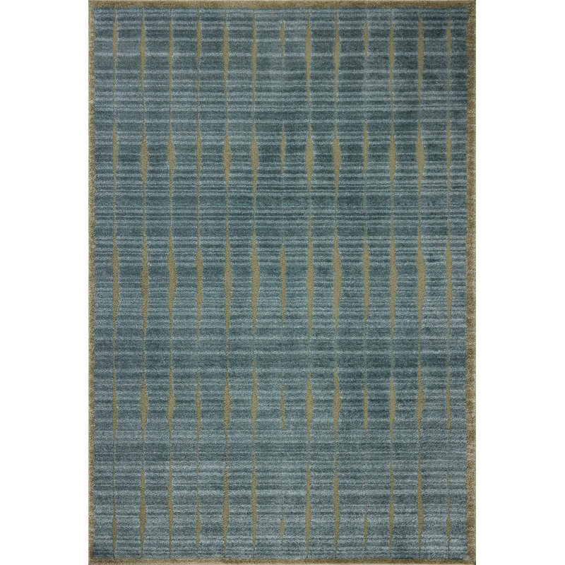 Tapis bleu océan / olive Chris Loves Julia x Loloi Calvin, Rond 5 pi 3 po