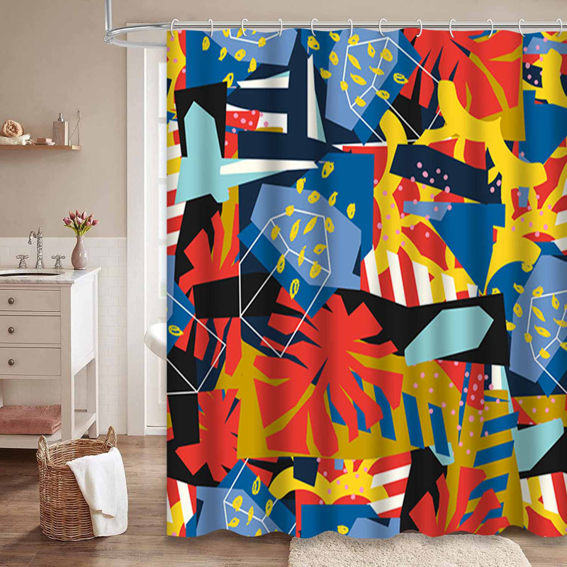 Rideau de douche abstrait à 12 crochets, 72" L x 78" W