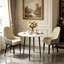 Round Dining Table And 2 Chairs Set, 3pcs Dining Room Sets For Restaurant Kitchen Office, 2-4 Seaters Marble Table And Light Khaki Microfiber Silicone Leather Kitchen Chairs Set Of 2-1862177385-1862177384