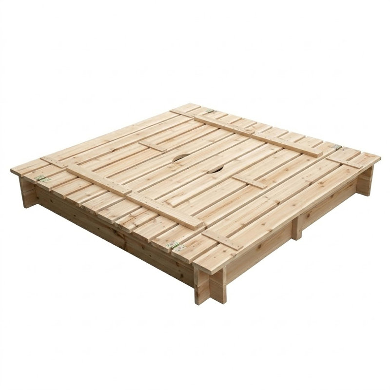 Children's Wooden Sandpit with Fold-Down Benches
