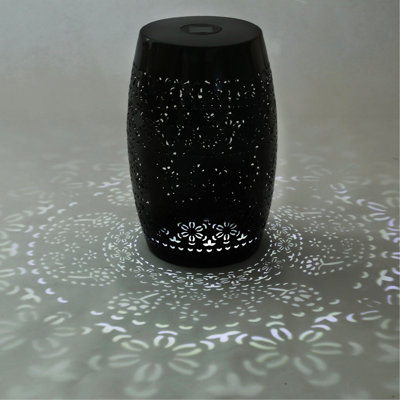 Solar Side Table With Built-In Solar Battery,Stunning Flower Pattern At Night,Eco-Friendly And Energy Efficient Outdoor Furniture Ideal,For Patios Gardens And Backyards