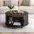 31.5" Modern Round Coffee Table With 360° Curved Sliding Door.-1323270121