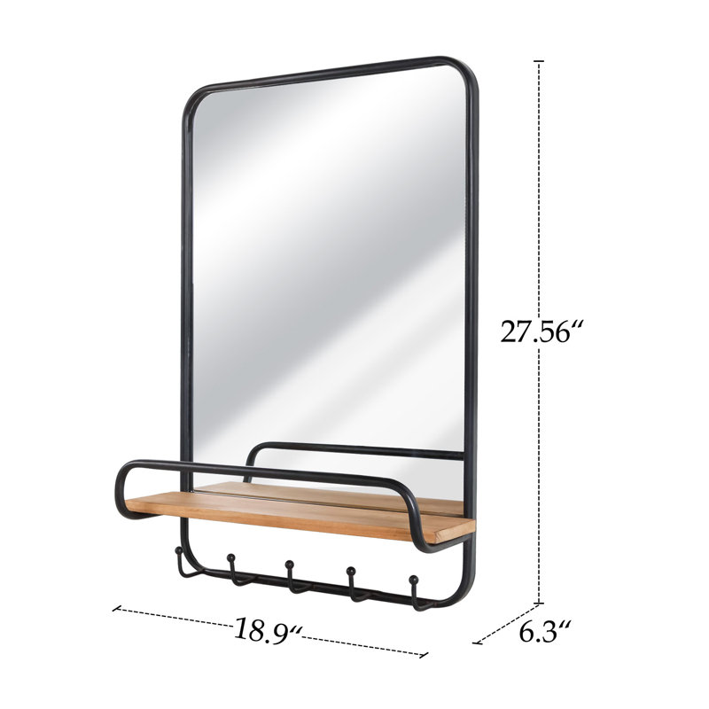 Dardanella Rectangle Mirror with Hooks and Shelves