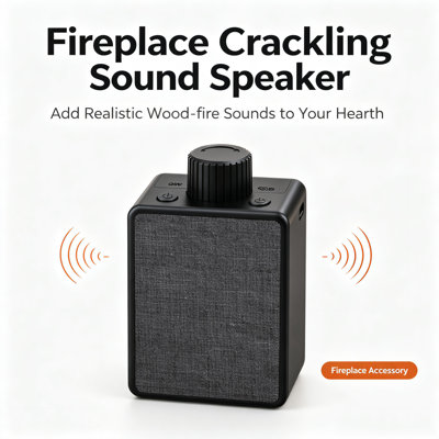 Fireplace Crackling Sound Maker, Portable Rechargeable Crackle Speaker for Electric & Gas Fireplace, 3H Timer, Volume Control