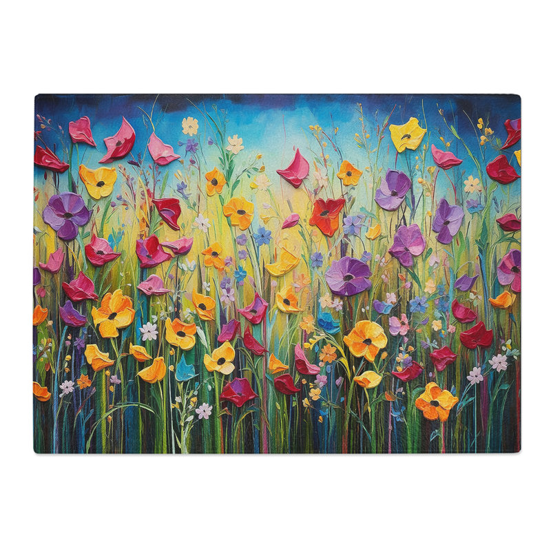 Wildflowers Abstract  Glass Chopping Board