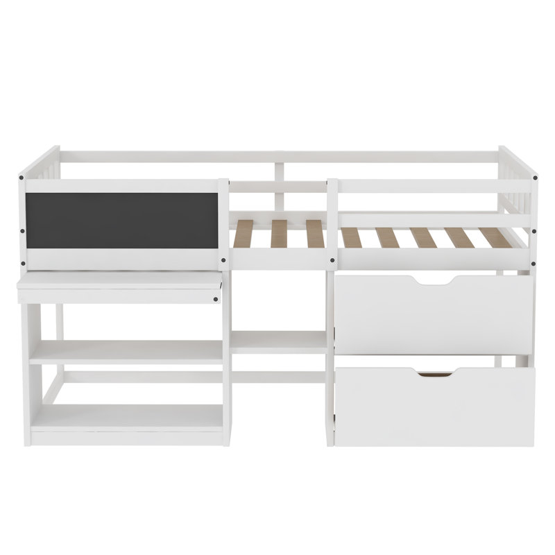 Lit simple avec tablettes Henadz, Blanc