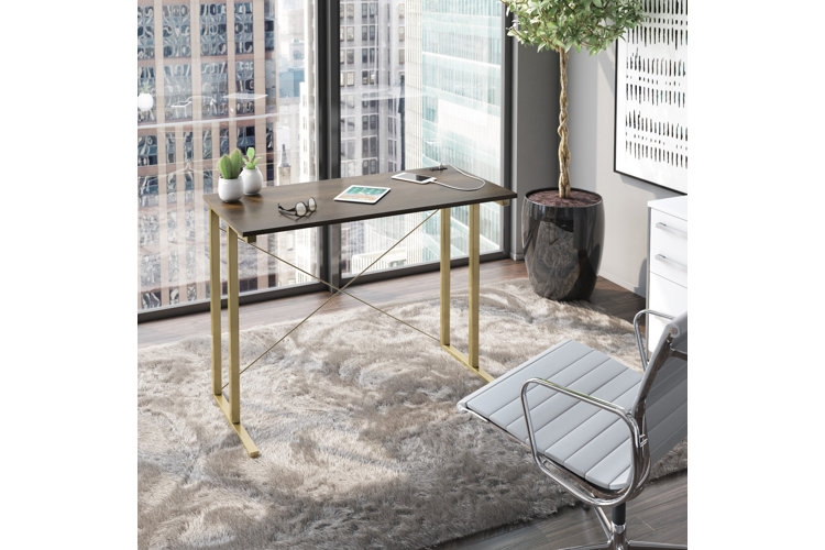 wade logarn brown desk with gold frame