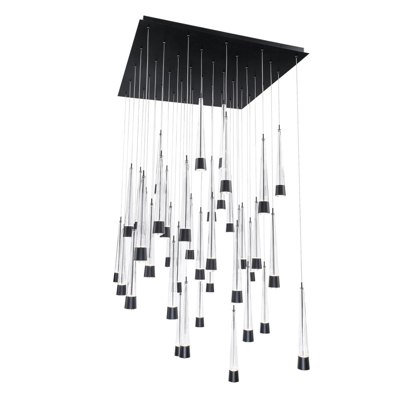 Quill Square Multi-Light 4-CCT Pendant, Black