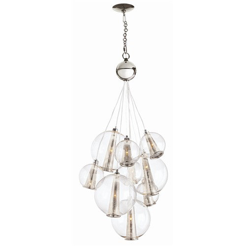 Laura Kirar 8 - Light Pendant, 51" H x 28" W x 28" D, Polished Nickel/Clear