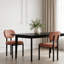 Chaises de salle à manger modernes, chaises de salle à manger rembourrées Mid-Century avec pieds en métal noir-129760699-129760701