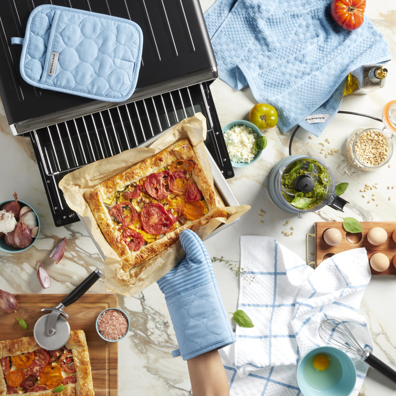 KitchenAid Onion Quilt Kitchen Towel, Oven Mitt & Potholder Set 4-Pack, Blue Velet