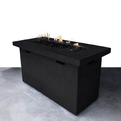 Modern Fiber Reinforced Concrete Propane Fire Pit Table, 25" X 42", Heat , Rust Finish Style