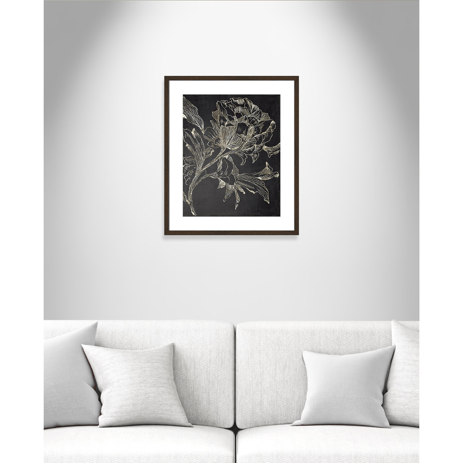 Golden Flower Folklore I by Asia Jensen - Picture Frame Graphic Art Print, Walnut Framed, 25.5" H x 21.5" W