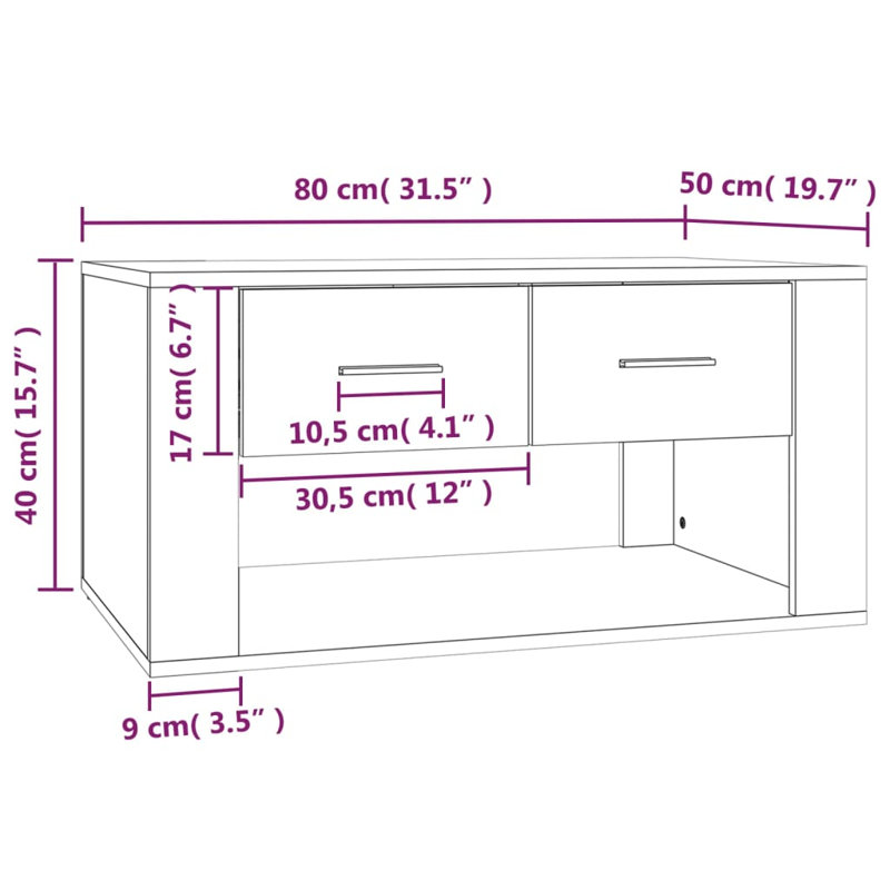 Nistor Floor Shelf Coffee Table with Storage, White