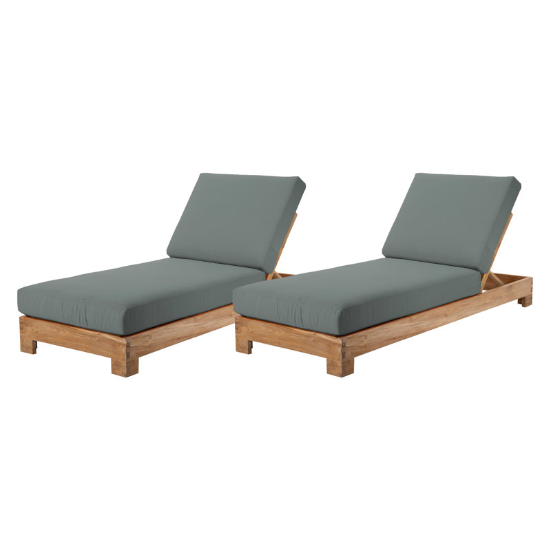 2 Pacific Teak Outdoor Chaise Loungers, Charcoal