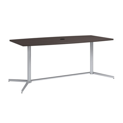 Table de conférence en forme de bateau avec base en métal