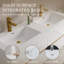 Meuble-lavabo flottant mural de 60 po, lavabo en résine en pierre blanc brillant, tiroirs à fermeture en douceur, pré-assemblé, rangement spacieux, meuble-lavabo en bois avec comptoir, entièrement blanc, bois d'eau, tracas