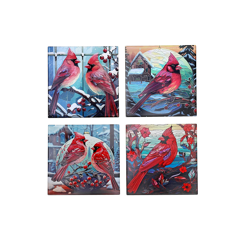Ensemble de 4 carrés cardinaux carrés en céramique