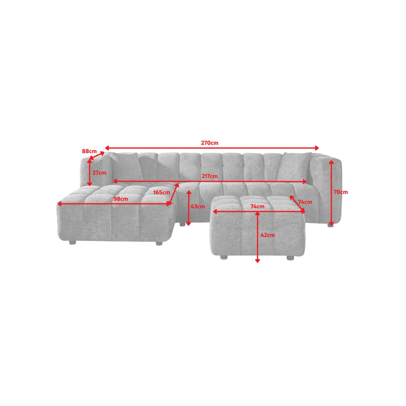 5 Seater Corner Sofa , Left Hand Facing, Green