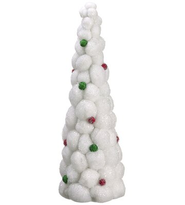 24"" White Whimsical Snowball Glitter Tabletop Christmas Topiary Tree - Unlit -  Tori Home, XA3032-MX