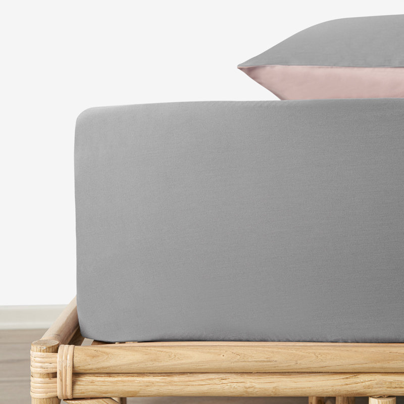 Abrien Sateen Fitted Sheet, Double, Grey