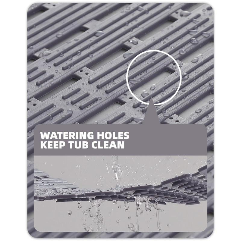 Winon Non-Slip Bath Rug, Grey, 16''W x 27''L