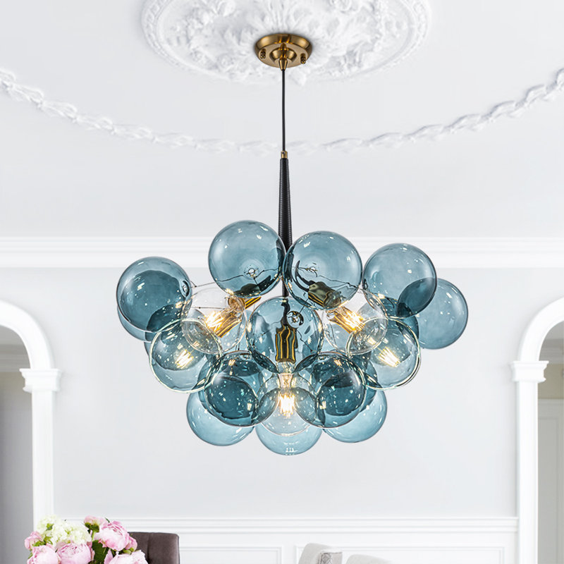 Lustre sphérique 6 lumières Spoutnik, Bleu