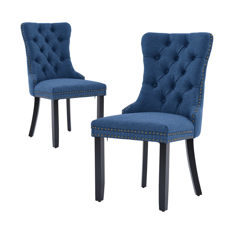 Chaise d'appoint rembourrée Almerina, Bleu, Noir, noir, noir, noir