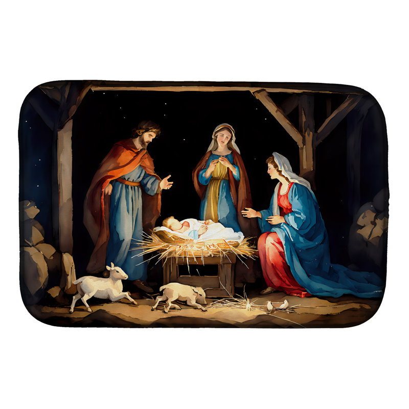Christmas Nativity Scene Dish Drying Mat