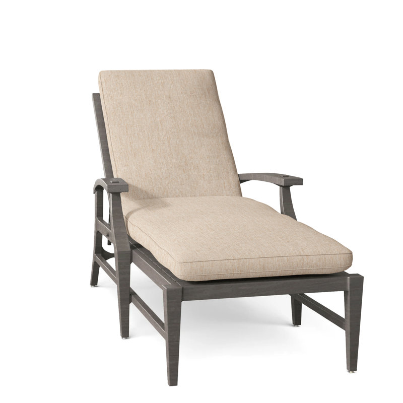 Croquet Aluminum Outdoor Chaise Lounge, Welt, Slate Gray, Canvas Sand