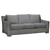 Rustic 81.25" Wide Outdoor Wicker Patio Sofa with Cushions