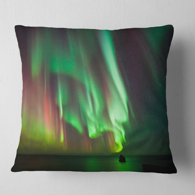 Aurore verte verte - aurore à imprimé abstrait, 18 po x 18 po, Coussin décoratif